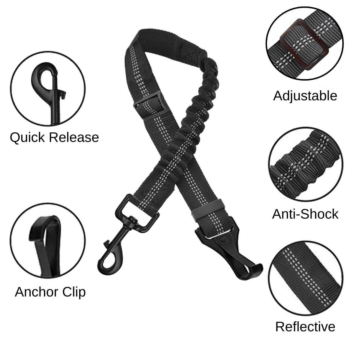 Anchor Latch Adjustable Anti-Shock Dog Seat Belt – Pet Shield Australia